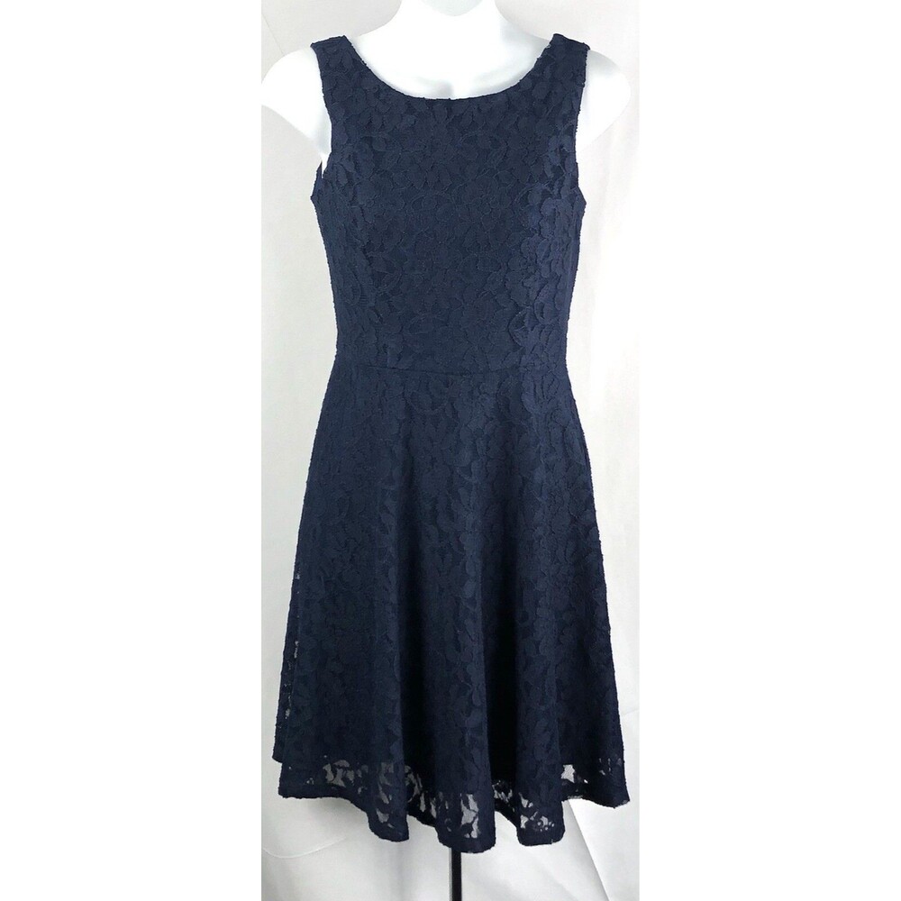 NWT Speechless Lace Fit & Flare Dress S Navy Sleeveless V-Back Fairy Whimsigoth